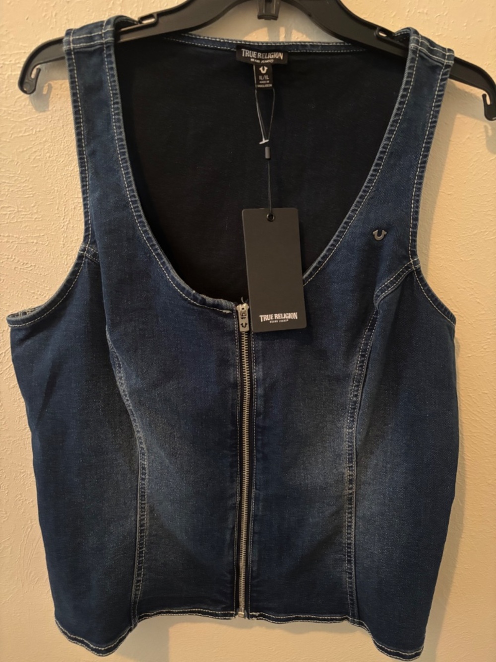 True Religion Women's Medium Blaze Wash Denim Bustier Top - Size XL